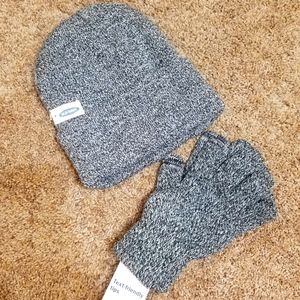 Sweater-Knit Fisherman Beanie Hat and Gloves